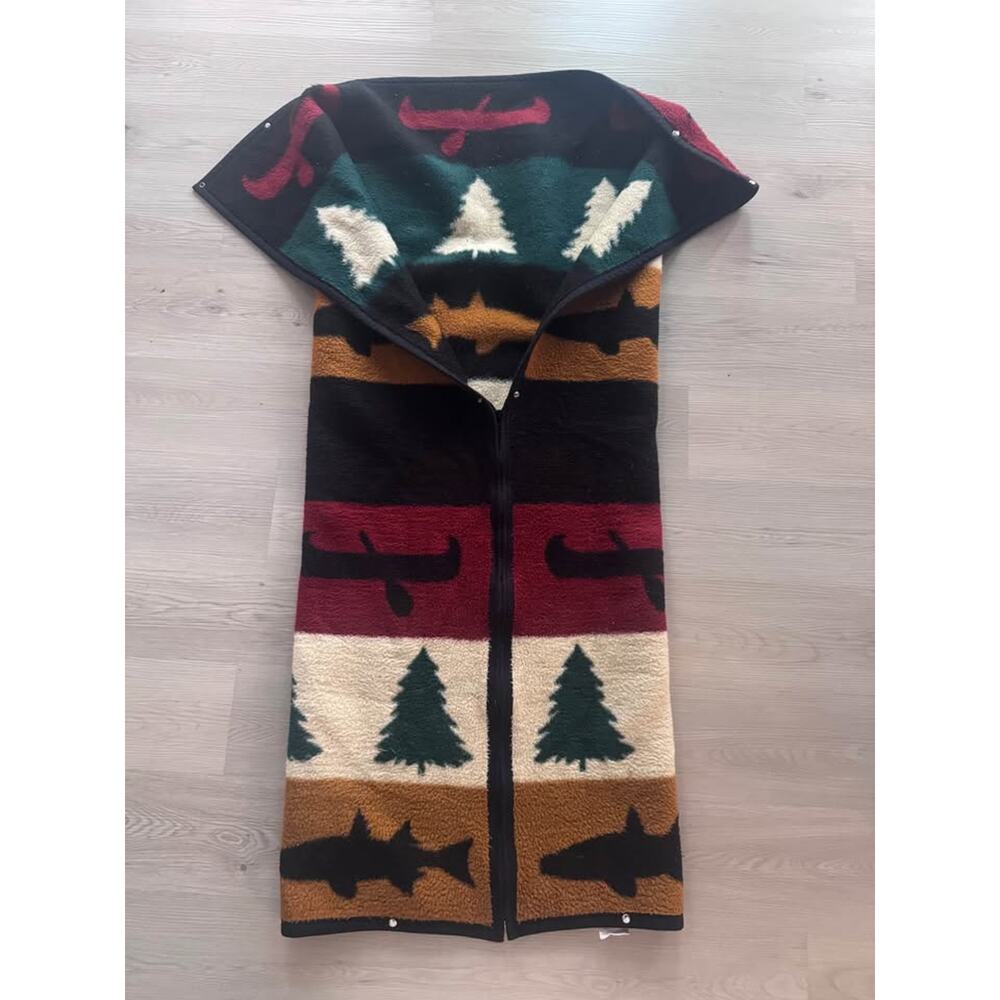 Vintage Biederlack Cuddle Wrap Blanket Southwest Snap Camp Zip Wearable - Picture 9 of 10